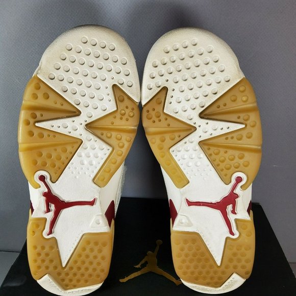 Nike Air Jordan 6 Retro OG GS Off-White Maroon Size 4Y 836342-115 Cream 2015 - Picture 7 of 8